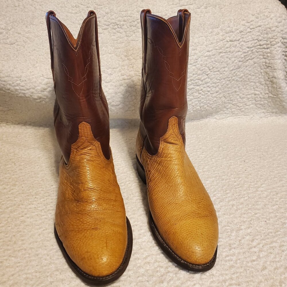 Lucchese Roper Smooth Ostrich Boots Sz: 9 D Made in USA